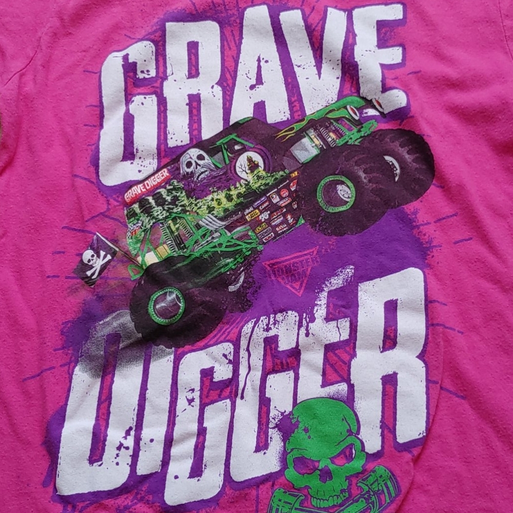 Pink Grave Digger large shirt